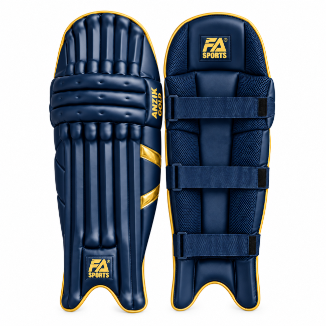 FA Sports Anzik Gold Batting Pads – Navy Blue